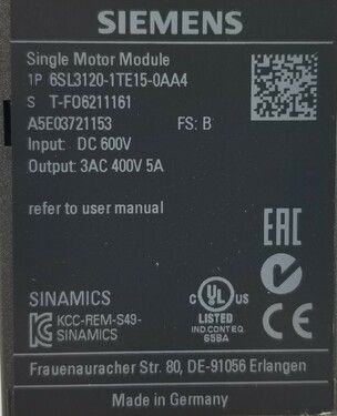 6SL3120-1TE15-0AA4 | Siemens AC Drives